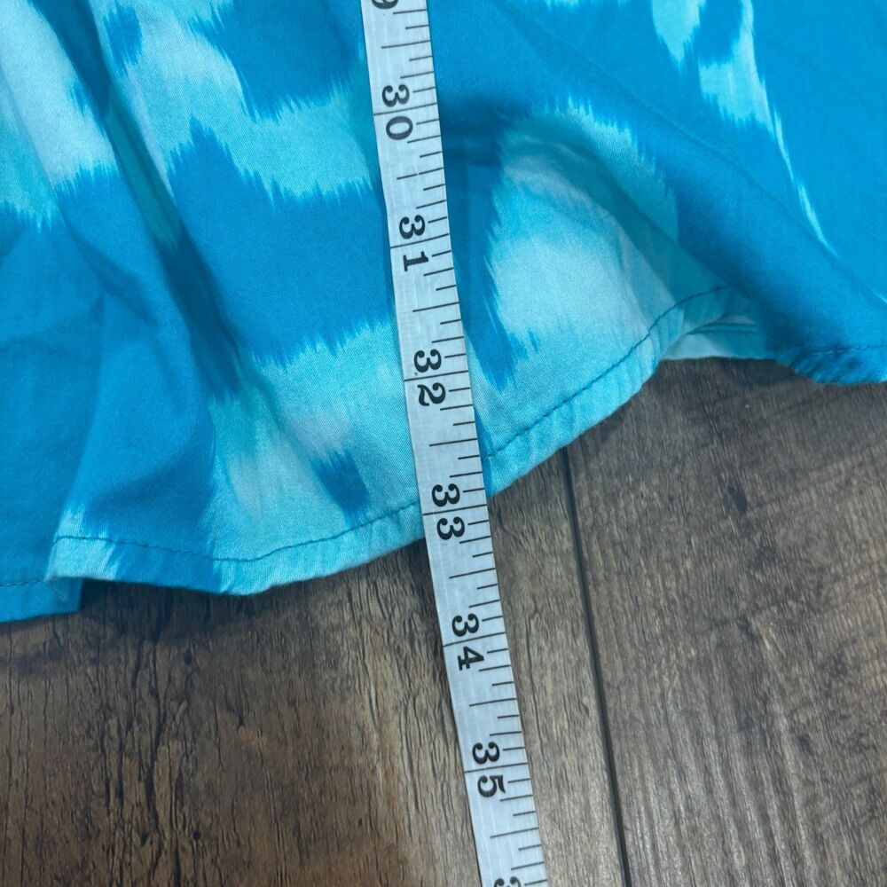 Tuckernuck Sleeveless Charlie Shirt Dress Sz L Turquoise Watercolor Floral Print - Picture 7 of 8
